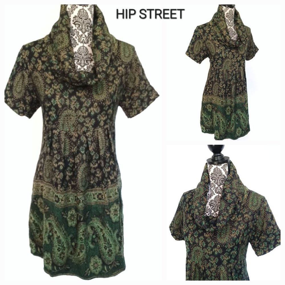 CULTURE SHOP Cowl Neck SS High Waist Paisley Dress XL